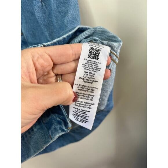 NEW Frame Sleeveless V-Neck Button Front Trucker Pocket Denim Mini Dress Blue XS - Picture 5 of 7